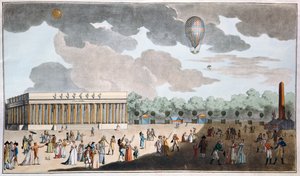A Bastille-nap megünneplése július 14-én a Champs Elysees-n, Párizsban 1801-ben (kézzel színezett akvatinta) alkotó: French School