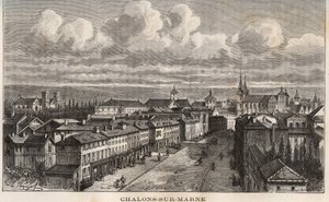 Champagne-Ardenne (Champagne Ardenne), Marne (51), Chalons sur Marne (Chalons-sur-Marne) (jelenlegi Chalons en Champagne, Chalons-en-Champagne) - metszet „France illustrée: földrajz, történelem, statisztikai közigazgatás” felirattal, készítette V.A. Maláta alkotó: French School