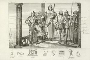 V. Károly francia felkínálja Bertrand Duguesclinnek a francia rendőr kardját alkotó: French School