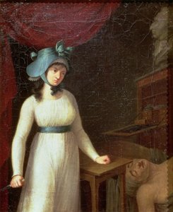 Charlotte Corday (1768-93) és Jean Paul Marat (1743-93) meggyilkolása a Bath-ben alkotó: French School