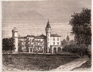 Chateau de Lamartine - 71520 Saint Point - metszet a „La France illustree: földrajz, történelem, statisztikai igazgatás” címszó alatt, V.A. Maláta-barna. 1884 alkotó: French School