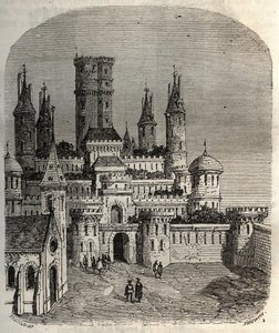 Chateau de Montlhery – várkastély Montlhery községben, Hurepoix ősi vidékén – Victor Duruy (1811-1894) metszet a „Histoire de France”-ba – 1882 alkotó: French School