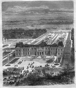 A Chateau de Vaux Le Vicomte (Vaux-Le-Vicomte) Nicolas Fouquet (1615-1680), de Melun vikomt és XIV. Lajos de Vaux pénzügyfelügyelője. Metszet a „Pápák-királyok-királynők és császárok története az évszázadokon keresztül” című könyvébe, Maurice Lachatre alkotó: French School