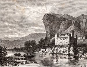 Chateau de la Caze en Lozere - metszet a „La France illustree: földrajz, történelem, statisztikai igazgatás” könyvbe, V.A. Maláta-barna. 1884 alkotó: French School