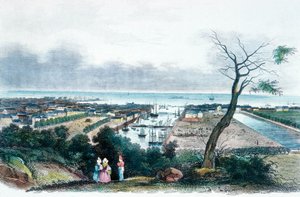 Cherbourg, Normandia (színes gravírozás) alkotó: French School