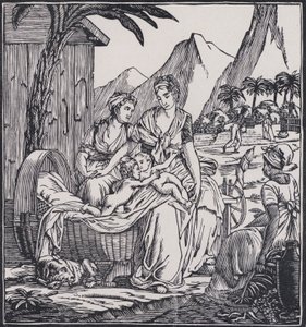 Paul és Virginie gyermekkora, jelenet Jacques-Henri Bernardin de Saint-Pierre francia író Paul et Virginie című regényéből (lithó) alkotó: French School
