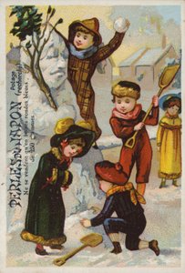 Gyerekek építenek hóembert, Perles Du Japon alkotó: French School