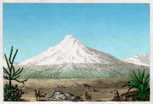 Chimborazo vulkán. (metszet, kb. 1840) alkotó: French School