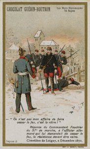 Csokoládé Guerin-Boutron kereskedelmi kártya, Historic Words sorozat (chromolitho) alkotó: French School