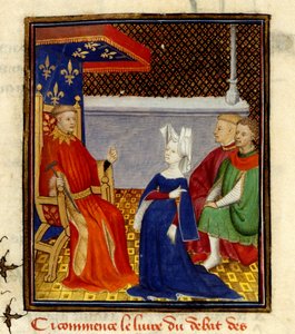 Christine Louis d’Orléans-hoz szól, MS Harley 4431, f.58v, Franciaország, c.1410-14 (szín pergamenen) alkotó: French School