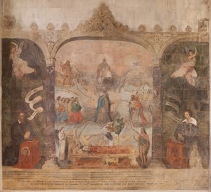 templom (Keresztelő Szent János templom). Belső. Saint-Fursy kápolna. Falfestmények. Mária dicsőítése (a jó halál néven ismert freskó). Kezdje a 17. századot. alkotó: French School
