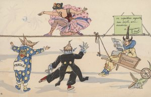 Cirkuszi jelenet, egymásba kapcsolódó képeslapkészletből (színes litó) alkotó: French School