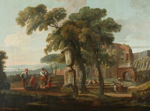 Classical landscape with urn, c.1700 (oil on canvas) alkotó: French School
