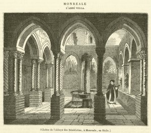 A bencés apátság kolostora, Monreale, Szicília (metszet) alkotó: French School
