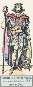 Clotaire 1., Franciaország 7. királya, 558-ban lépett trónra, 561-ben halt meg (színes metszet) alkotó: French School