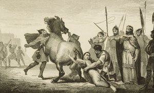 II. Clotaire (584-629) Brunhilda királynő kivégzésénél (613) Colart „Histoire de France” című művéből, 1840 körül megjelent alkotó: French School