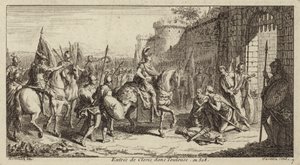 I. Clovis, a frankok királya, belép Toulouse-ba, miután legyőzte a vizigótokat, 508 alkotó: French School