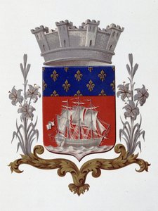 Párizs városának címere: Jogdíj (XVIII. Lajos és X. Károly) – 1917. december 20-i szabadalmi levelek – „"Armorial National de France"-ban, H. Traversier, Párizs alkotó: French School