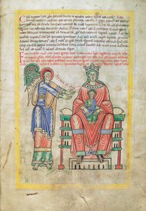 Tőkehal. Guelf. 1 Gud. lat. (9r), Madonna és gyermek, Liber Floridusból, Lambert de Saint-Omer 1120 körül alkotó: French School