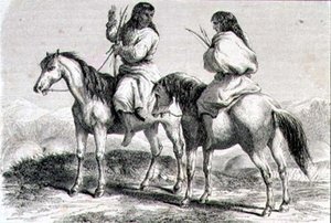 Comanche indiánok az 1860-as években (metszet) alkotó: French School