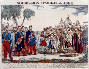 Algéria meghódítása (1830-1847): Abd el Kader (Abd-el-Kader vagy ibn Muhyi al-Din al-Hasani) (1807-1883) benyújtása Aumale hercegének és a francia hadseregnek 01. 24-én /1848. A 19. század végi magángyűjtemény metszete alkotó: French School