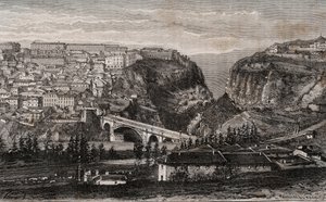 Constantine (Algéria) - metszet "" La France illustree: földrajz, történelem, statisztikai igazgatás"" V.A. Maláta-barna. 1884 alkotó: French School