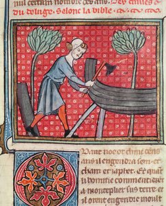 Hajó építése, Guiart des Moulins Bible Historiale-jából