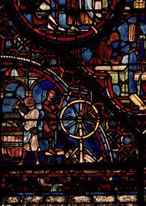 Coopers munka közben, részlet a St. Julian the Hospitaller élete ablakából az északi ambulánsban alkotó: French School