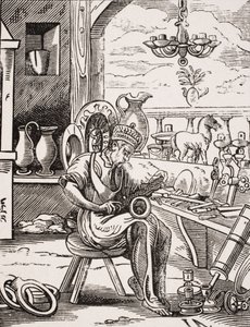 Coppersmith, Jost Amman (1539-91) fametszetének reprodukciója Paul Lacroix (1806-84) „Le Moyen Age et La Renaissance” című művéből, 1847-ben (litho) alkotó: French School