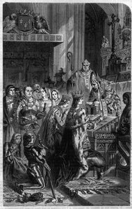 I. Otton császár (912-973) megkoronázása XII. János pápa által 962-ben Maurice Lachatre „Histoire des Papes-King-Queen-and-Empereurs a travers les centuries” című metszete. alkotó: French School