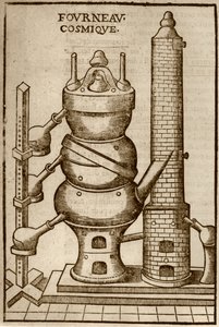 Kozmikus sütő, Annibal Barlet La Theotechnie Ergocosmique című művéből (1653), a 19. század végén megjelent mágiatörténetben illusztrálva alkotó: French School