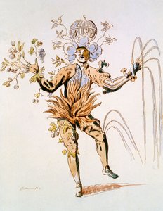 Jelmeztervezés egy 17. századi udvari balett négy eleméhez, Guillaumot fils fakszimile (kézzel színezett metszet) alkotó: French School