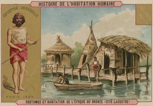 Bronzkori viselet- és tólakások (chromolitho) alkotó: French School
