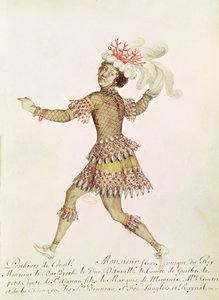 Korallhalász jelmezterve a Thetis és Peleus házasságához, Francesco Cavalli (1602-76) 1654 (wc pergamen) alkotó: French School