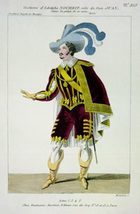 Adolphe Nourrit (1802-39) jelmeze Don Giovanni szerepében az ilyen nevű operában, a Maleuvre gravírozása, a Hautecoeur-Martinet nyomtatása alkotó: French School
