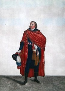A népképviselet jelmeze a Directoire-korszakban, 1797 körül (színes metszet) alkotó: French School