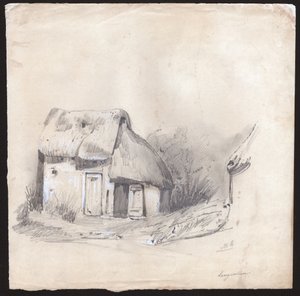 Víkendház Franciaországban. (Rajz, 1830 körül) alkotó: French School