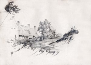Víkendház Franciaországban. (rajz, 1850 körül) alkotó: French School