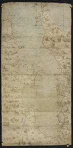 Cotton Augustus I ii f.65 A La Manche csatorna térképe (az angol déli part és a francia északi part) Jean Rotz alkotó: French School