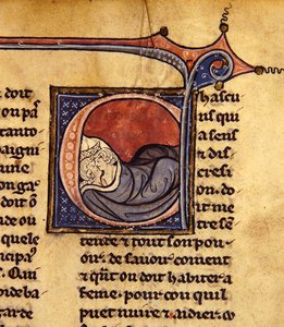 Pár ölelkező az ágyban (vellum) alkotó: French School