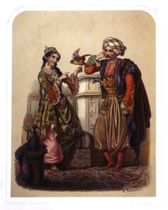 Pár Törökországban, 1850 körül (litográfia) alkotó: French School