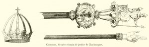Nagy Károly korona, jogar és az igazságszolgáltatás keze (metszet) alkotó: French School