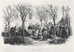 A párizsi St. Lazare börtön udvara, kb. 1840 alkotó: French School