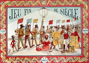 Borító egy gyermek „Századvég” társasjátékhoz, 1895 körül (színes litó) alkotó: French School