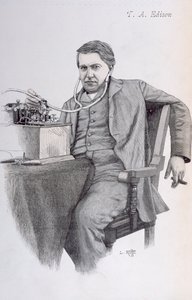 A La Revue Illustree címlapillusztrációja, amely Thomas Alva Edisont ábrázolja, 1889 alkotó: French School