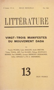 Cover of Literature havi irodalmi folyóirat, amely a Dada mozgalommal foglalkozik, 1920. május alkotó: French School