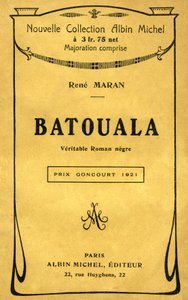 Rene Maran „Batouala, igazi novel negre” című könyvének borítója alkotó: French School