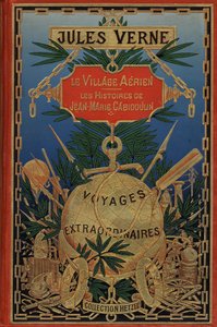 Jules Verne "A légi falu" című könyvének borítója 1901-ből (nyomtatás) alkotó: French School