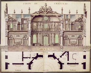 A Chateau de Marly keresztmetszeti terve, 1714 alkotó: French School