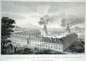 Marie Antoinette királynő kristálymunkái a burgundi Moncenis melletti Creusotban. Metszet 1787-ből. Le Creusot, Ecomusee alkotó: French School